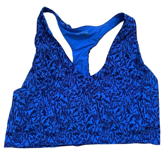 Aerie Offline Real Me Racerback Longline Sports Bra Size XXL Blue Black - Picture 2 of 6